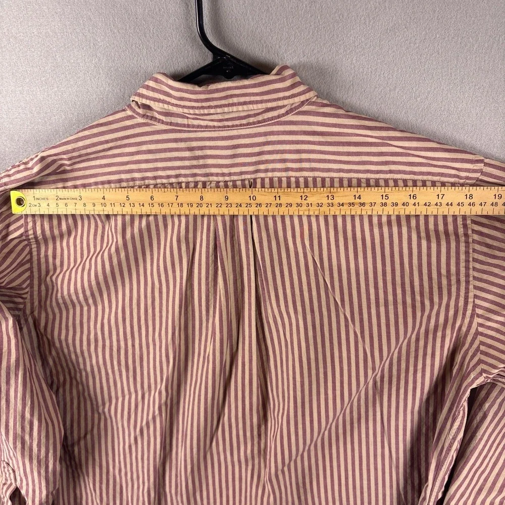 Vintage Lands End Oxford Button Down 16.5/35 Pinpoint Striped Clay Red OCBD